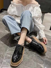 Chaussures Plates Rétro à Lacets pour Femmes