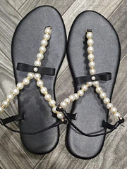 Sandales Perlées en Tongs – Sandales Plates Élégantes