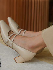 Chaussures à Talon Moyen avec Brides Instep et Perles