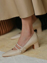 Chaussures à Talon Moyen avec Brides Instep et Perles
