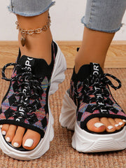 Sandales à Talon Moyen en Maille Découpée pour Femme