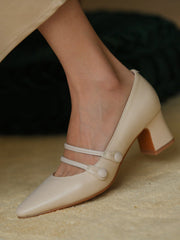 Chaussures à Talon Moyen avec Brides Instep et Perles