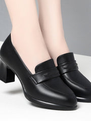 Escarpins Femme - Bout Rond Confortable, Talon Chunky pour Toute la Journée