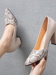 Chaussures Femme à Motif Serpent avec Talon Court