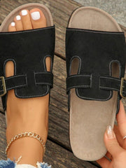 Sandales à Plateforme en Suède avec Boucle Ceinture