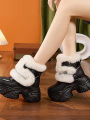 Bottes Femme Muffin à Semelle Épaisse en Fourrure et Velours