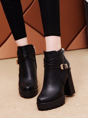 Bottes Chevalier à Talon Chunky et Isolées pour Femmes