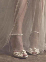 Chaussures de Mariée Bouche de Poisson Perle