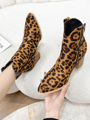 Pumps Imprimé Léopard à Bout Pointu avec Fermeture Éclair