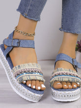 Sandales Bohèmes en Denim à Franges Élégantes & Confortables