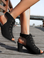 Bottines Chunky à Lanières Croisées pour Femmes