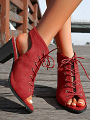 Bottines Chunky à Lanières Croisées pour Femmes