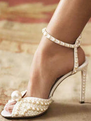 Chaussures de Mariée Bouche de Poisson Perle