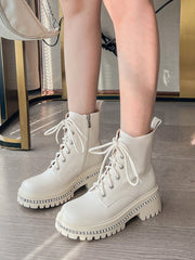 Bottes en Cuir à Semelle Épaisse Muffin pour Femme