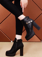 Bottes Chevalier à Talon Chunky et Isolées pour Femmes