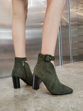 Talons Hauts Pointus en Velours de Cerf Givré pour Femmes