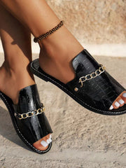 Sandales Plates à Chaînes Design – Élégance et Confort pour l'Été