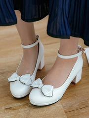 Talons Hauts à Plateforme en Cuir avec Boucle