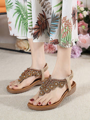 Sandales Bohémiennes Élégantes à Perles et Strass