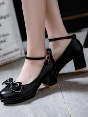 Talons Hauts à Plateforme en Cuir avec Boucle