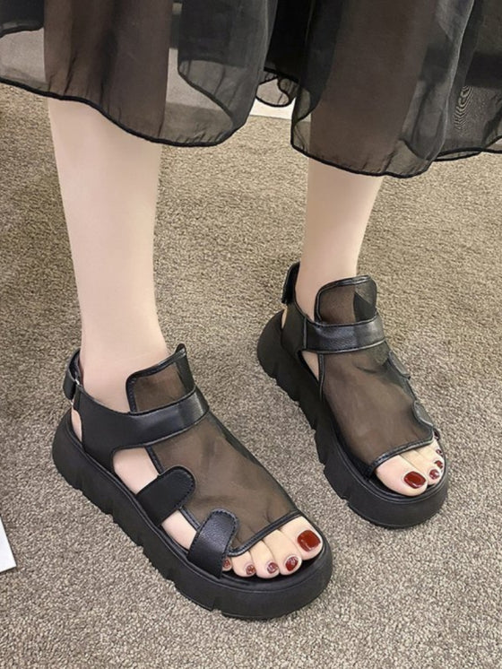 Sandales Plateforme Mesh Hollow Élégance Sophistiquée