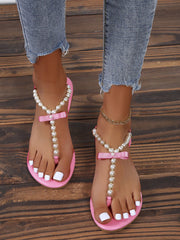 Sandales Perlées en Tongs – Sandales Plates Élégantes