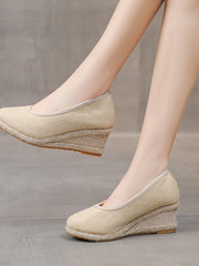 Escarpins Élégants en Lin Respirant à Talons Hauts