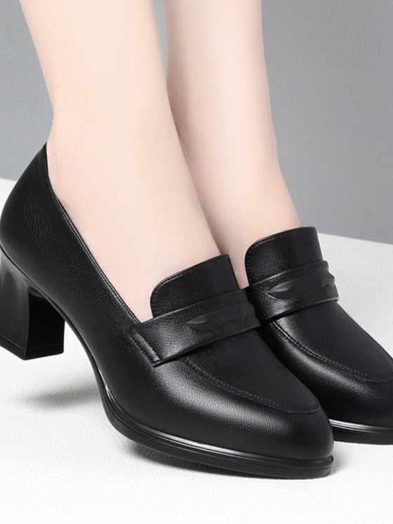 Escarpins Femme - Bout Rond Confortable, Talon Chunky pour Toute la Journée