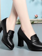 Escarpins Femme - Bout Rond Confortable, Talon Chunky pour Toute la Journée