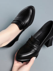 Escarpins Femme - Bout Rond Confortable, Talon Chunky pour Toute la Journée