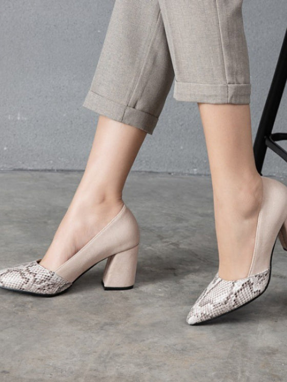 Chaussures Femme à Motif Serpent avec Talon Court