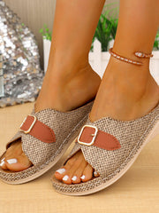 Sandales Compensées Élégantes à Boucle– Confort et Style Estival