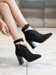 Talons Hauts Pointus en Velours de Cerf Givré pour Femmes