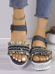 Sandales Bohèmes en Denim à Franges Élégantes & Confortables
