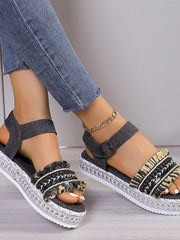 Sandales Bohèmes en Denim à Franges Élégantes & Confortables