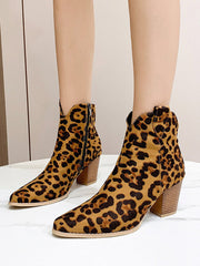 Pumps Imprimé Léopard à Bout Pointu avec Fermeture Éclair