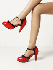 Escarpins Élégants à Lacet en Cuir Verni avec Nœud