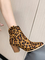 Pumps Imprimé Léopard à Bout Pointu avec Fermeture Éclair