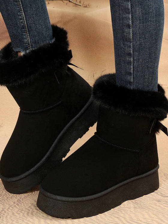 Bottines à Nœud D'Hiver Confortables pour Femmes