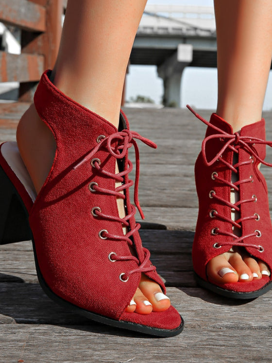 Bottines Chunky à Lanières Croisées pour Femmes