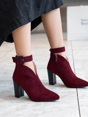 Talons Hauts Pointus en Velours de Cerf Givré pour Femmes