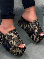 Sandales Plates à Semelle Élevée Imprimé Léopard