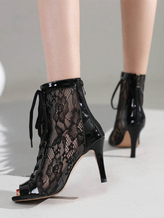 Bottes Vernies Maille Taille Plus avec Cordon Inversé