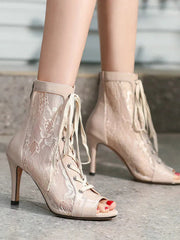 Bottes Vernies Maille Taille Plus avec Cordon Inversé