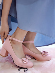 Talons Hauts à Plateforme en Cuir avec Boucle